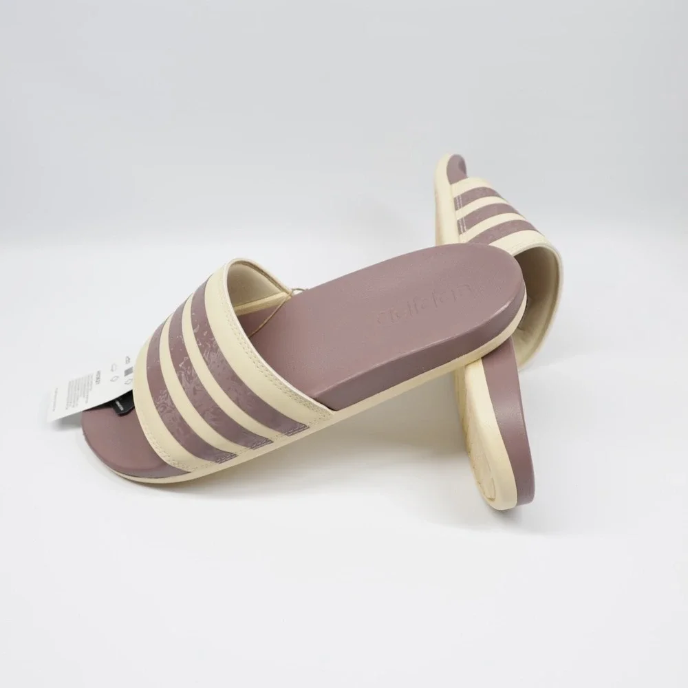 Adidas Sportswear Women's Adilette Comfort Striped Slides Sandals Purple Size 11